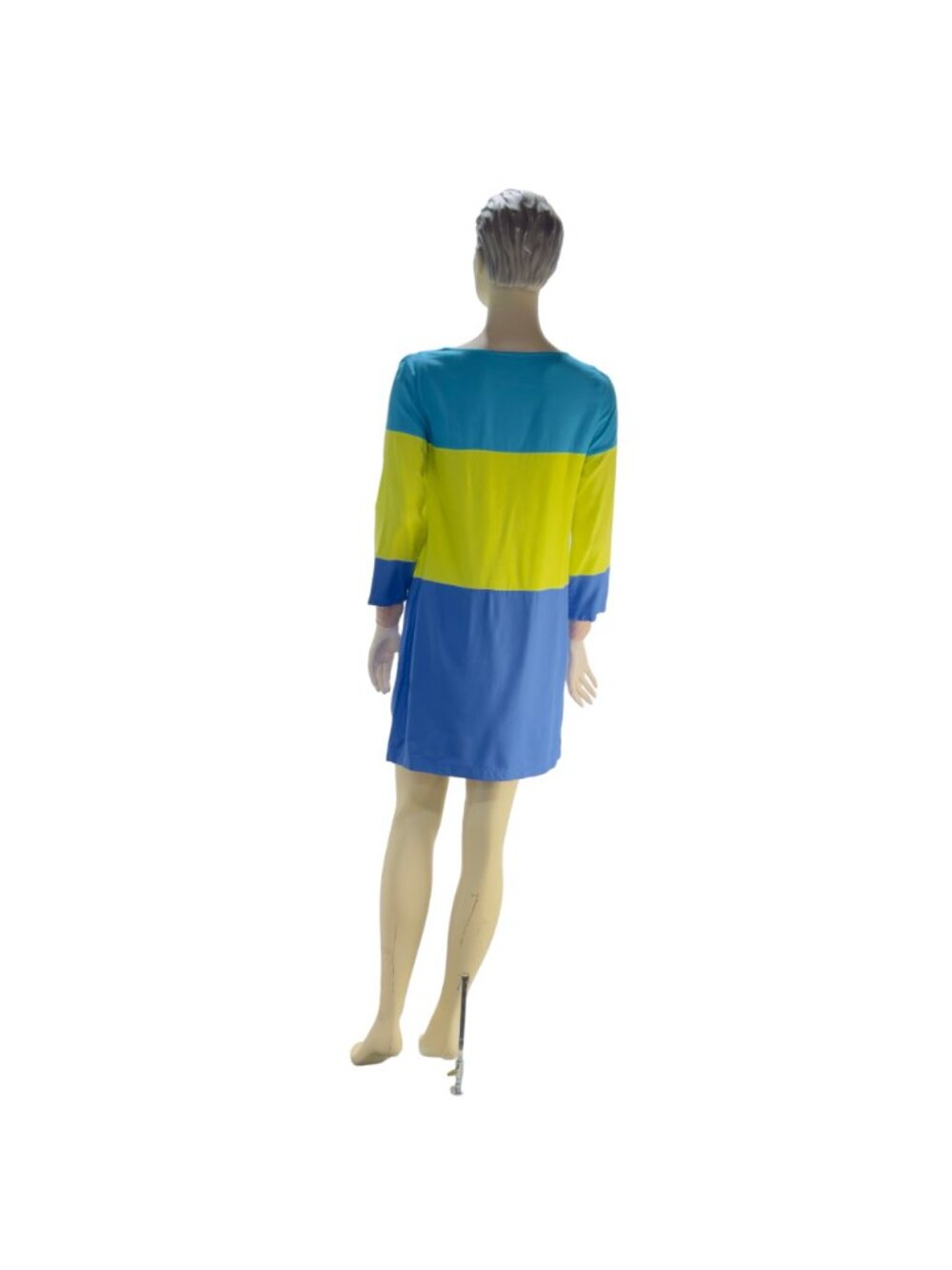 MAEVE ANTHROPOLOGIE Women’s Dress Blue Yellow Color-block Rayon Size 6 - Picture 4 of 12
